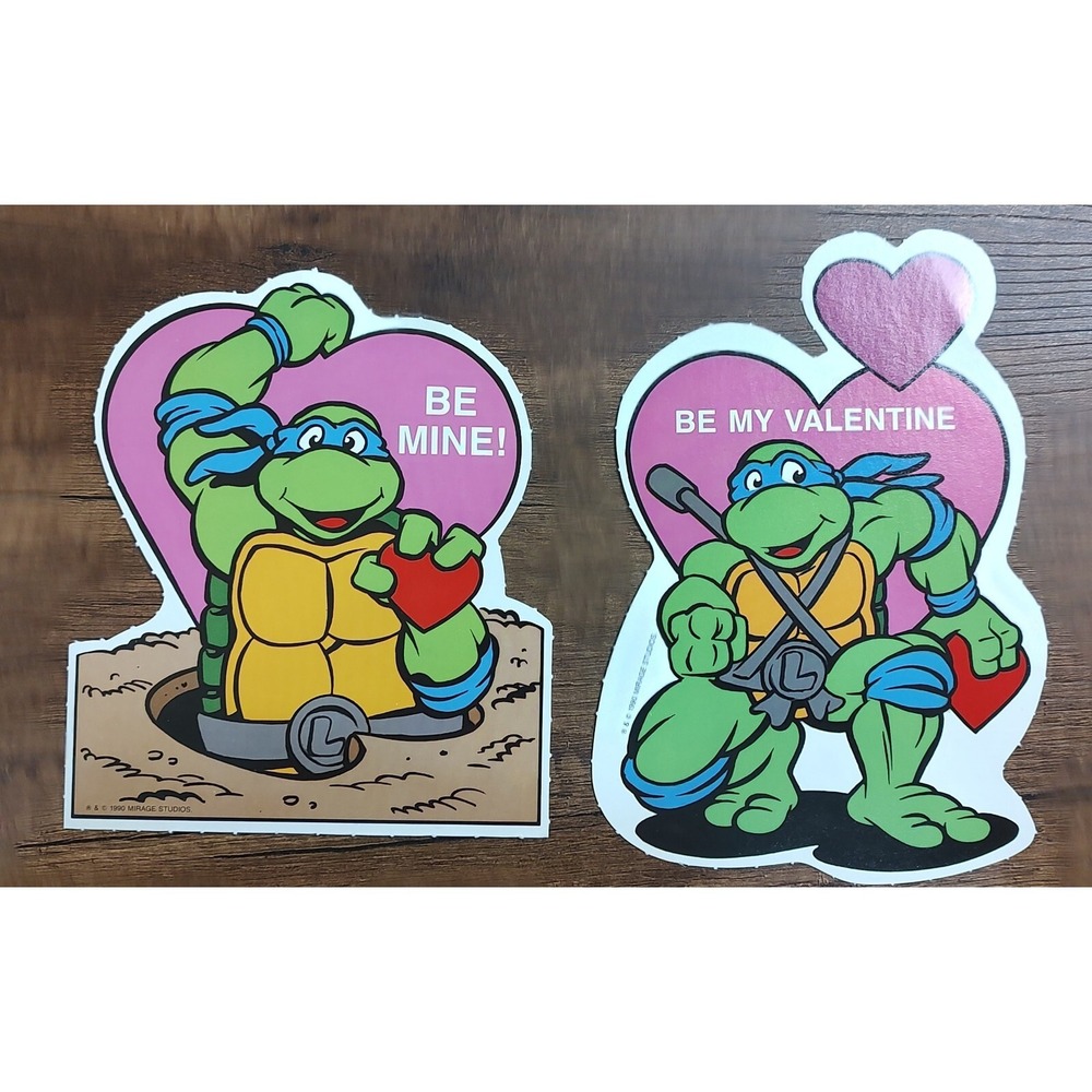 Vintage TMNT 1990 Mirage Studios Valentine's Day Decorating Signs Set Of 2